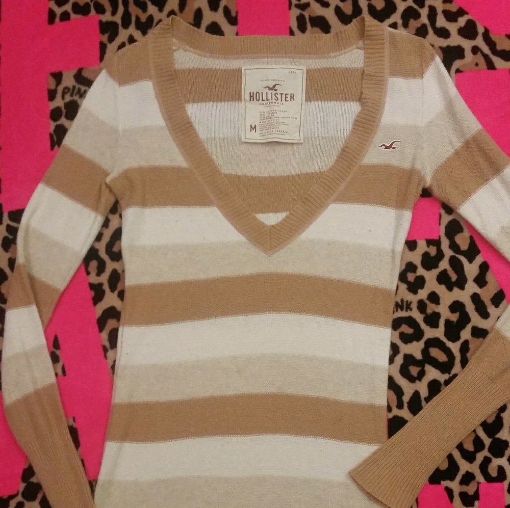 Hollister Striped V Neck Sweater